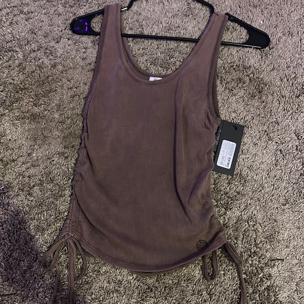 scrunched sided tank top